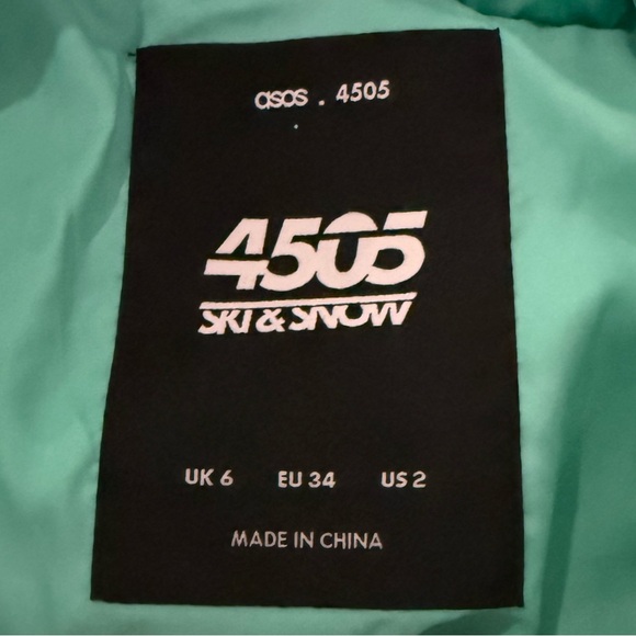 ASOS 4505 Ski & Snow High Shine Puffer Coat in Teal US 2 UK 6 EU 34 New - Picture 10 of 10